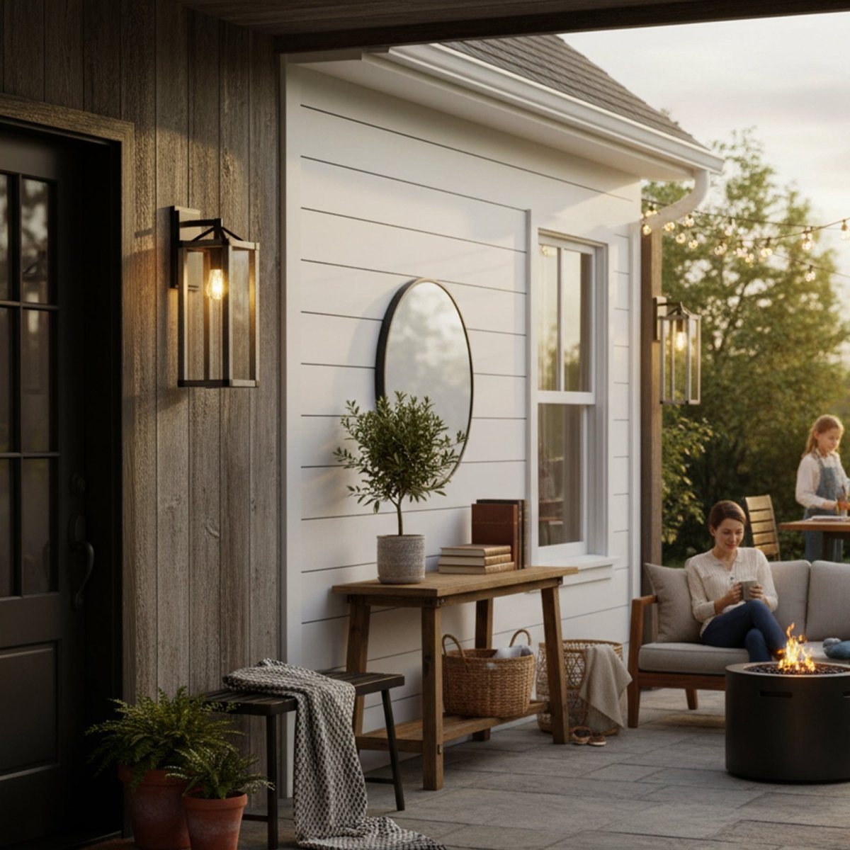 Outdoor 16.5" Wall Sconce, Black and White Washed Grey with Clear Glass Finish, E26 Socket, 1X60W, Wet Location Rated - 5.75"L x 6.5"W x 16.69"H - LEDMyPlace