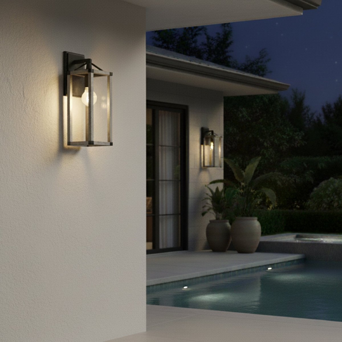 Outdoor 16.5" Wall Sconce, Black and White Washed Grey with Clear Glass Finish, E26 Socket, 1X60W, Wet Location Rated - 5.75"L x 6.5"W x 16.69"H - LEDMyPlace