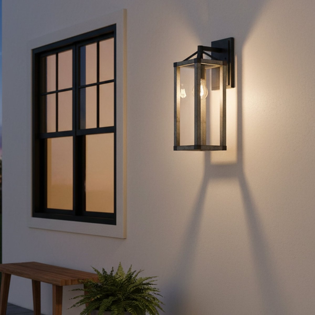 Outdoor 16.5" Wall Sconce, Black and White Washed Grey with Clear Glass Finish, E26 Socket, 1X60W, Wet Location Rated - 5.75"L x 6.5"W x 16.69"H - LEDMyPlace