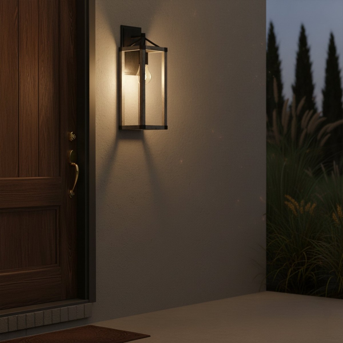 Outdoor 16.5" Wall Sconce, Black and White Washed Grey with Clear Glass Finish, E26 Socket, 1X60W, Wet Location Rated - 5.75"L x 6.5"W x 16.69"H - LEDMyPlace