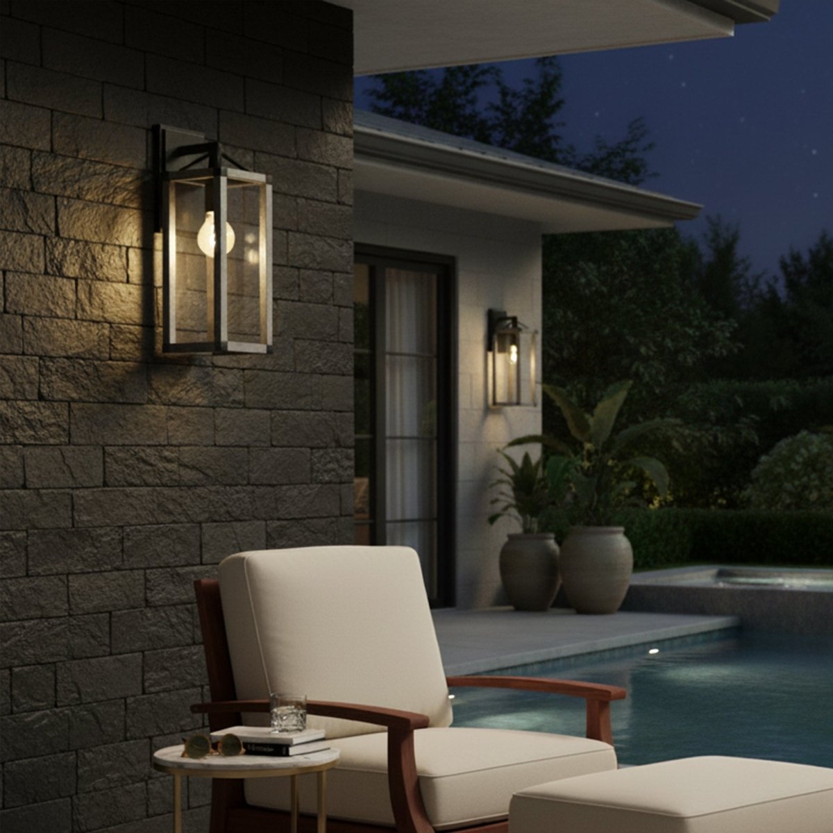 Outdoor 16.5" Wall Sconce, Black and White Washed Grey with Clear Glass Finish, E26 Socket, 1X60W, Wet Location Rated - 5.75"L x 6.5"W x 16.69"H - LEDMyPlace