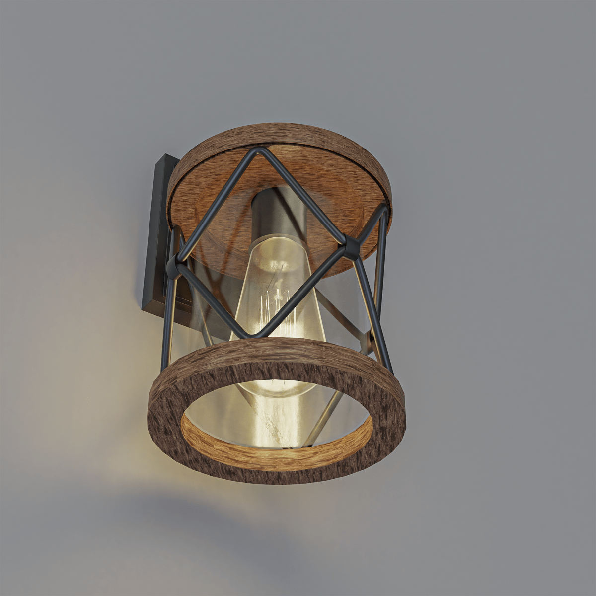 Outdoor Porch Light, Anti - Rust Waterproof Industrial Outdoor Lantern, UL ETL Listed, Matt Black+Wood Finish Wall Light - LEDMyPlace