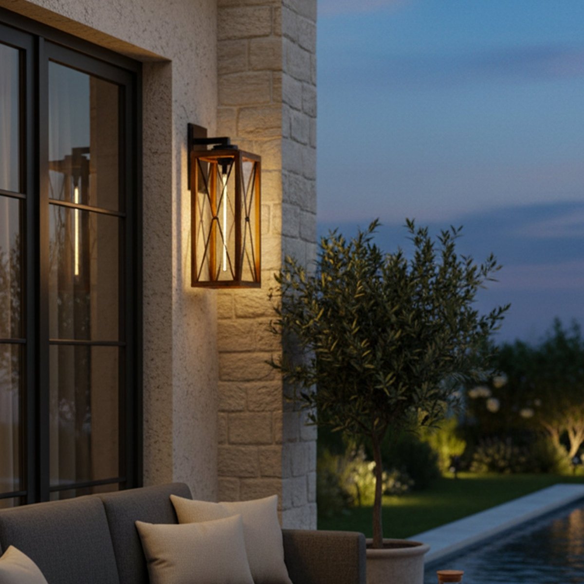 Outdoor Wall Lantern 16" H Waterproof Exterior Wall Light Outdoor Sconce Lighting Fixtures Anti - Rust Wall Mount Lamp for Front Porch Garage Doorway Entryway - 5.47"L x 6.3"W x 16.06"H - LEDMyPlace