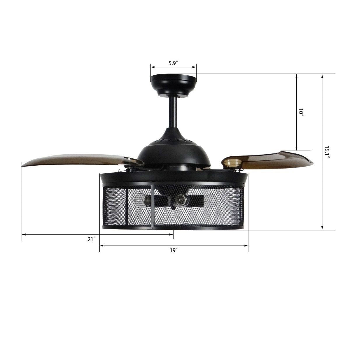 Paloma 42 Inch 3 - Blade Retractable Best Smart Ceiling Fan With Wall Switch - LEDMyPlace