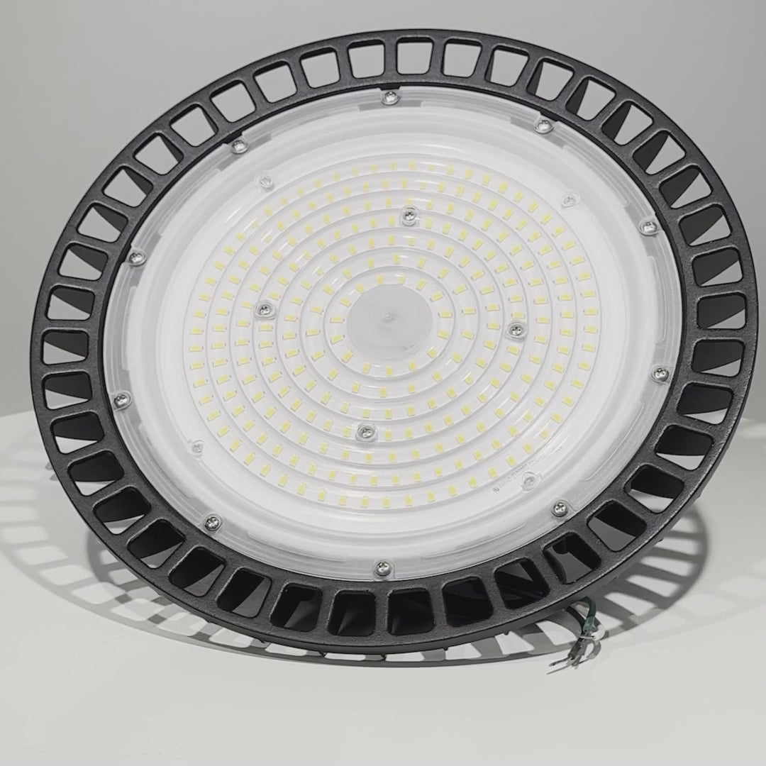 100W UFO High Bay LED Shop Lights 4000K, 1-10V Dimmable, AC120-277V,  UL, DLC Listed, Commercial Warehouse Workshop Garage Factory Lighting Fixture