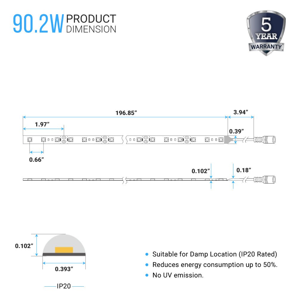 RGBW LED Strip Lights, IP20, 16.4ft, 12V, SMD 5050, 60 leds/Meter, UL, RoHS Listed, LED Lights for Bedroom, Kitchen, Home Decoration - LEDMyPlace