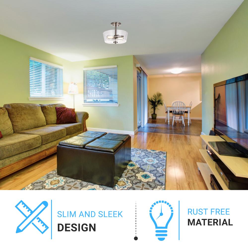 Semi Flush Mount Ceiling Lights, 2 - Lights E26 Base, Round, UL Listed for Damp Location, 3 Years Warranty - LEDMyPlace