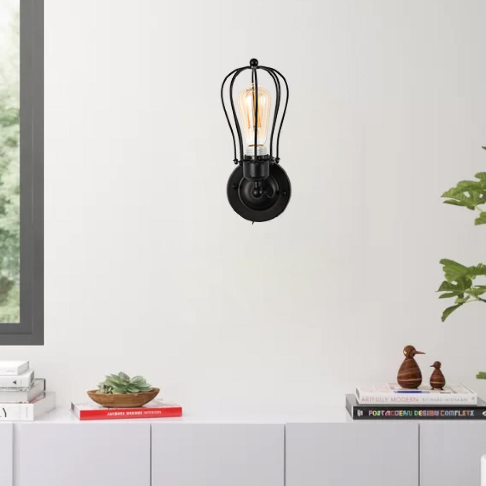 Steel Birdcage Wall Sconce Lighting Fixtures, Matte Black Finish, E26 Base, UL Listed, 3 Years Warranty - LEDMyPlace