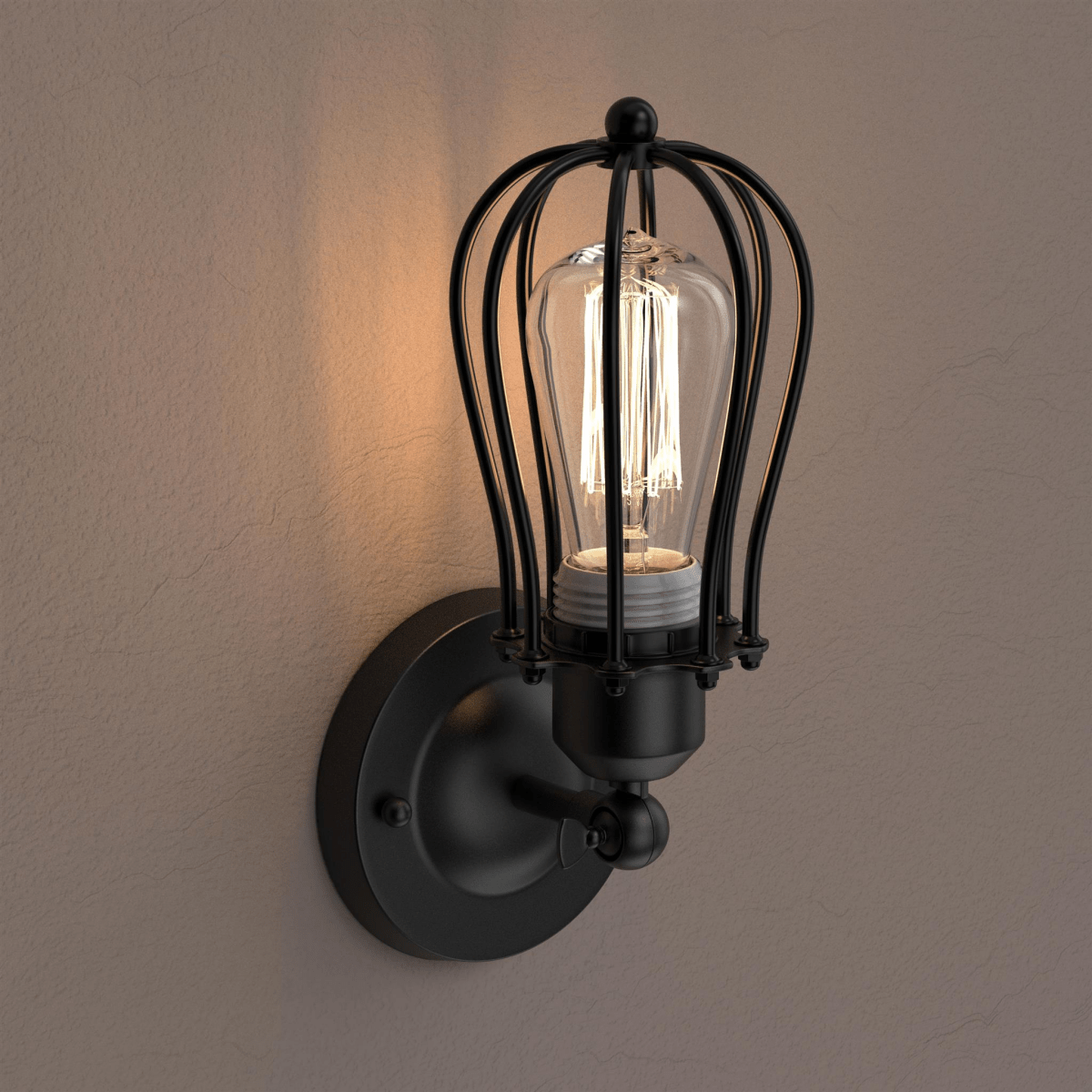Steel Birdcage Wall Sconce Lighting Fixtures, Matte Black Finish, E26 Base, UL Listed, 3 Years Warranty - LEDMyPlace
