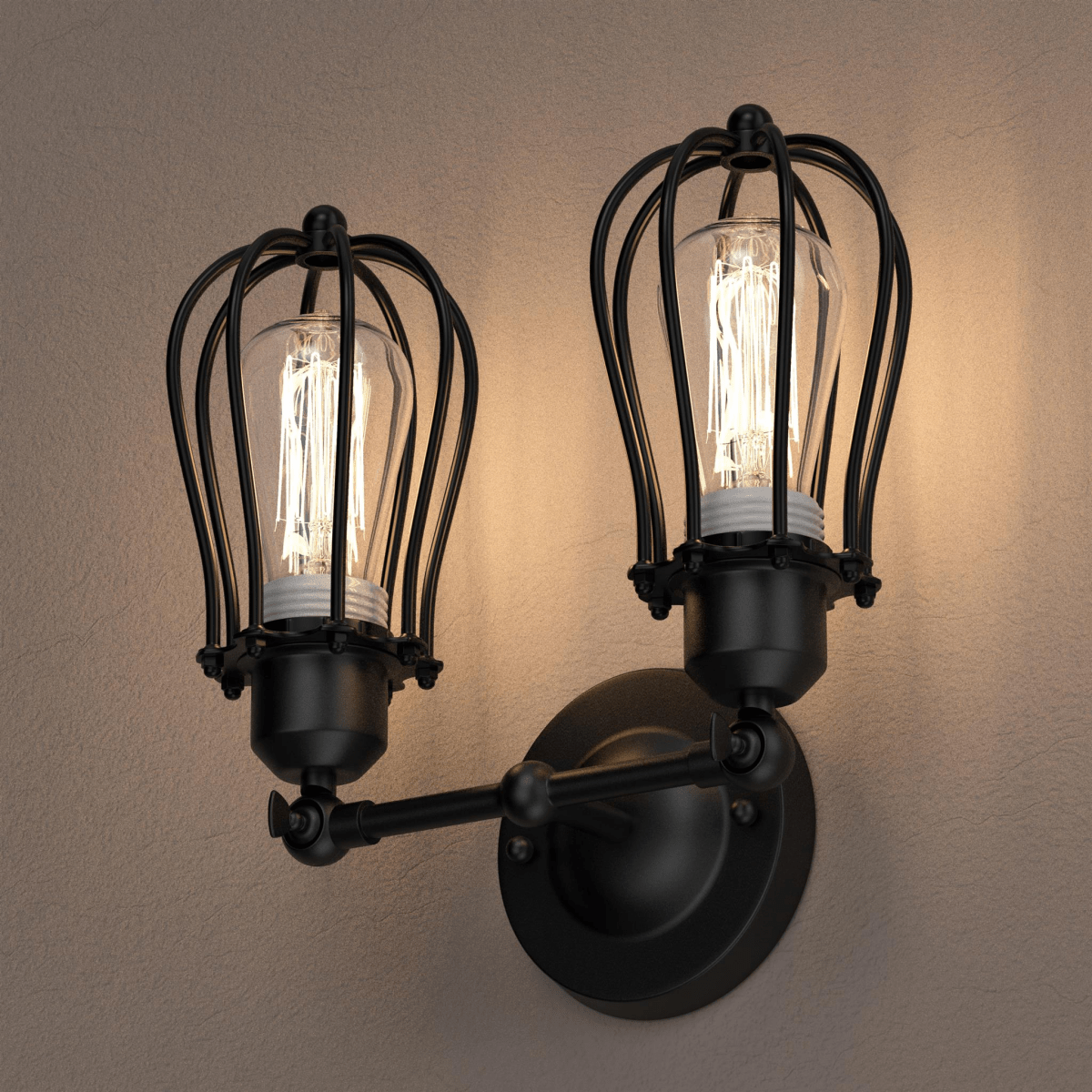 Steel Birdcage Wall Sconce Lighting Fixtures, Matte Black Finish, E26 Base, UL Listed, 3 Years Warranty - LEDMyPlace