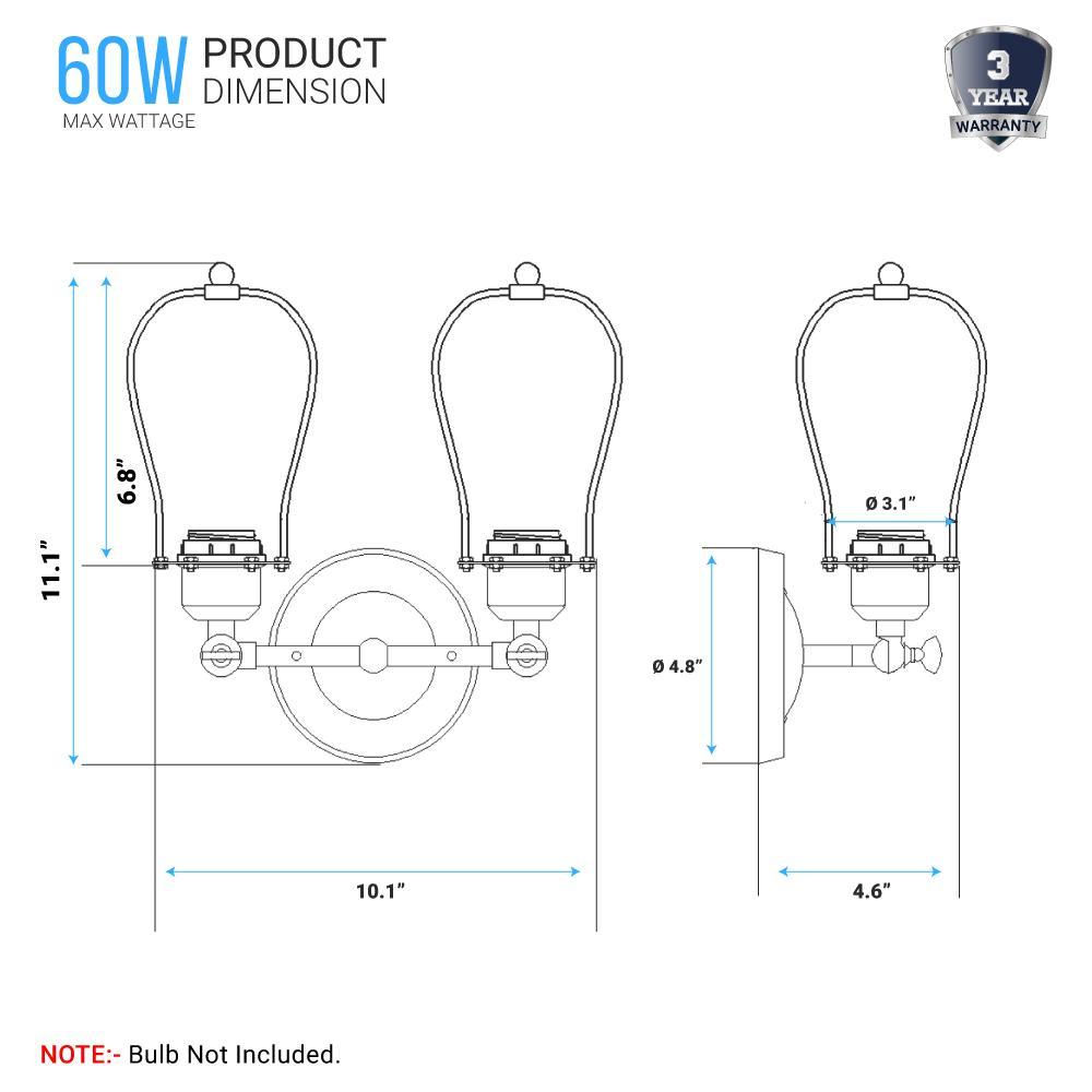 Steel Birdcage Wall Sconce Lighting Fixtures, Matte Black Finish, E26 Base, UL Listed, 3 Years Warranty - LEDMyPlace