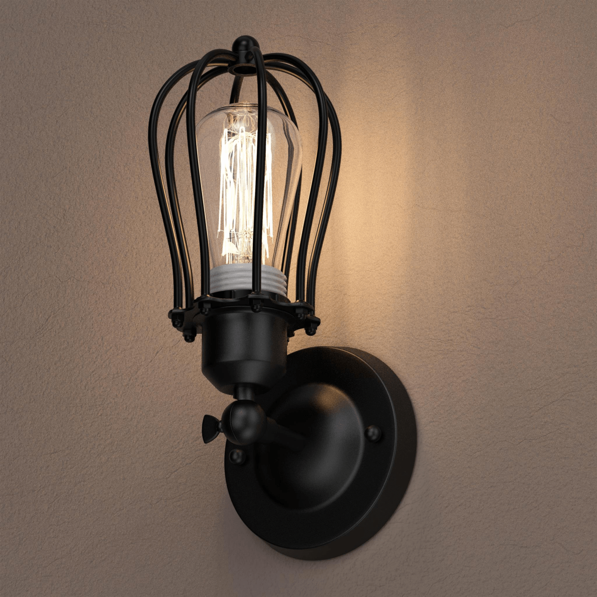 Steel Birdcage Wall Sconce Lighting Fixtures, Matte Black Finish, E26 Base, UL Listed, 3 Years Warranty - LEDMyPlace