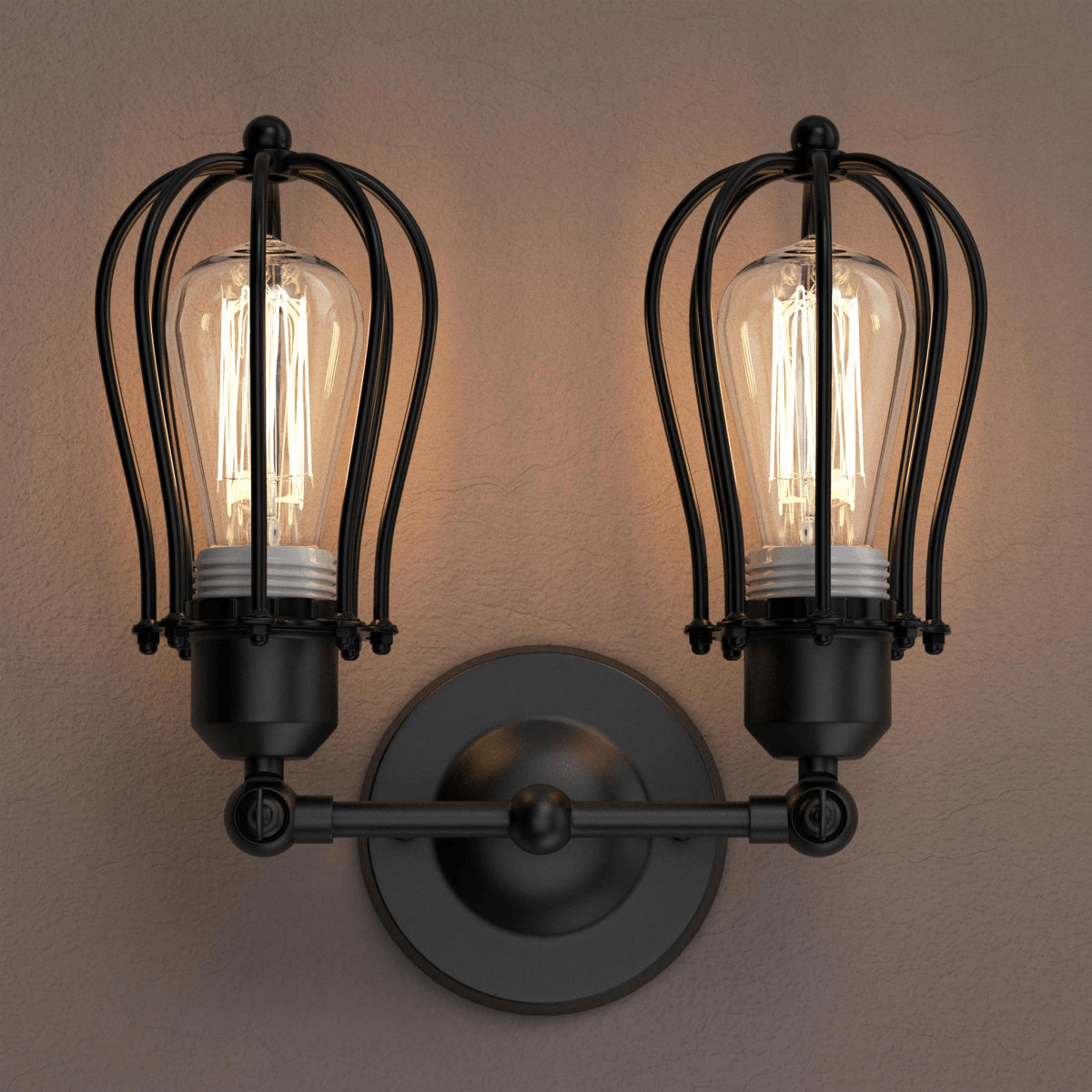 Steel Birdcage Wall Sconce Lighting Fixtures, Matte Black Finish, E26 Base, UL Listed, 3 Years Warranty - LEDMyPlace