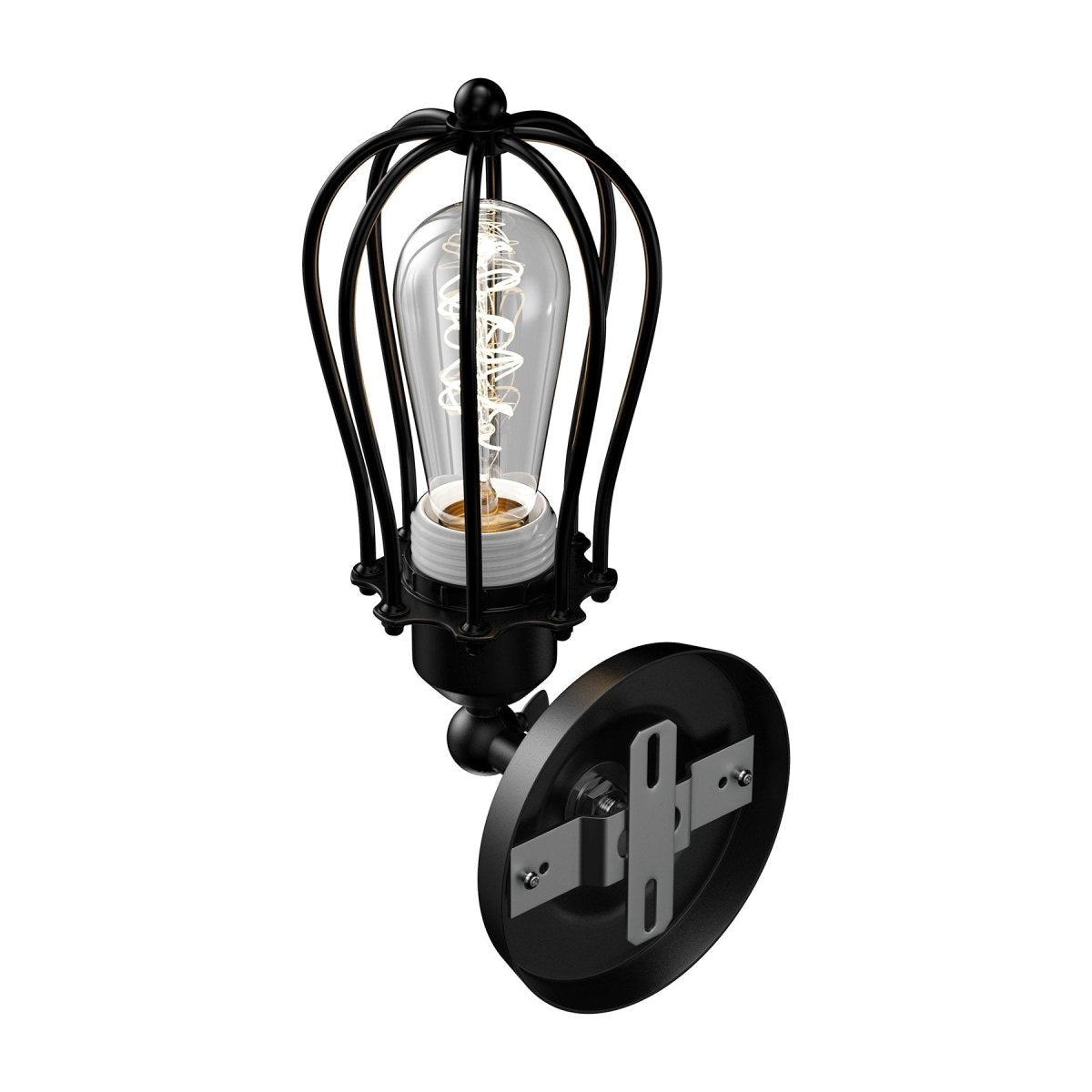 Steel Birdcage Wall Sconce Lighting Fixtures, Matte Black Finish, E26 Base, UL Listed, 3 Years Warranty - LEDMyPlace