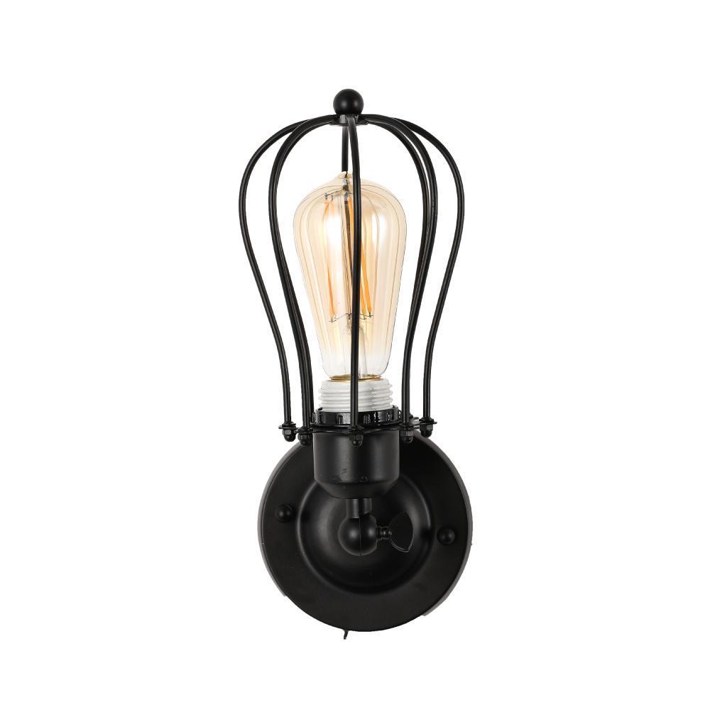 Steel Birdcage Wall Sconce Lighting Fixtures, Matte Black Finish, E26 Base, UL Listed, 3 Years Warranty - LEDMyPlace