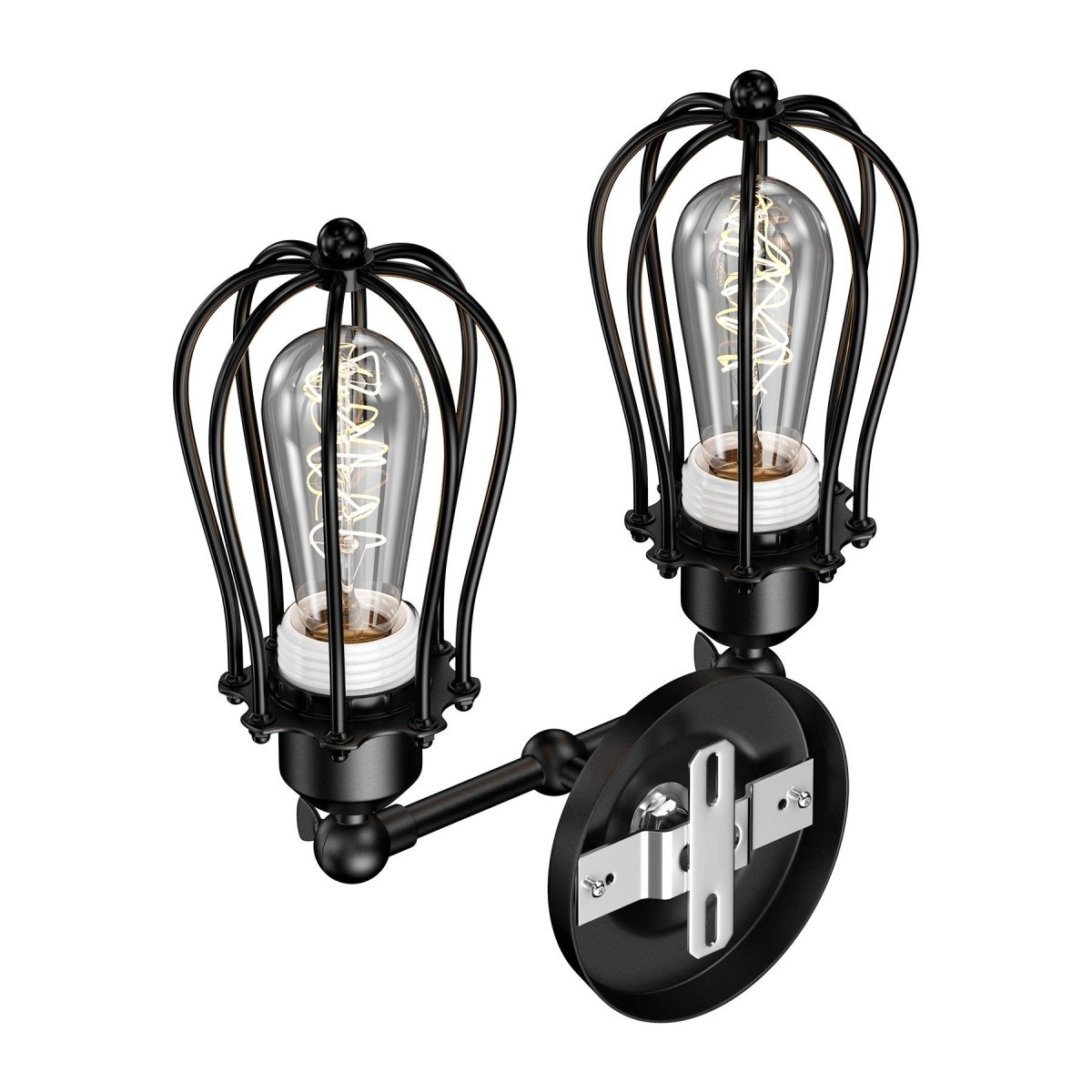 Steel Birdcage Wall Sconce Lighting Fixtures, Matte Black Finish, E26 Base, UL Listed, 3 Years Warranty - LEDMyPlace