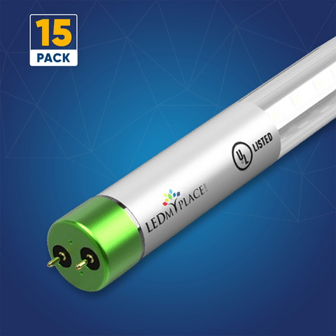 T8 4ft LED Tube/Bulb - Glass 18W 1800 Lumens 4000K Clear, Single Ended Power - Ballast Bypass - LEDMyPlace