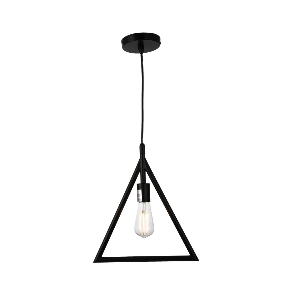 Triangle Shape Pendant Lighting Fixture, E26 Base, Matte Black Finish,