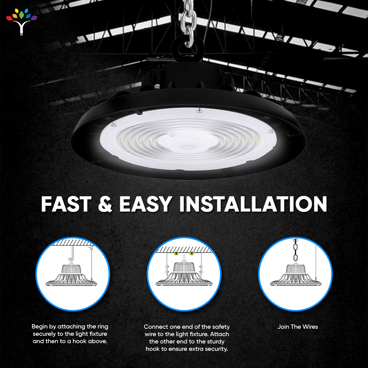UFO LED High Bay Light 150/120/100 Watt Adjustable, 5700K, 150LM/W - 155LM/W, 120 - 277VAC, IP65, UL, DLC Listed, 1 - 10V Dim, For Warehouse Factory Workshops Gymnasium & Supermarket Lighting - LEDMyPlace