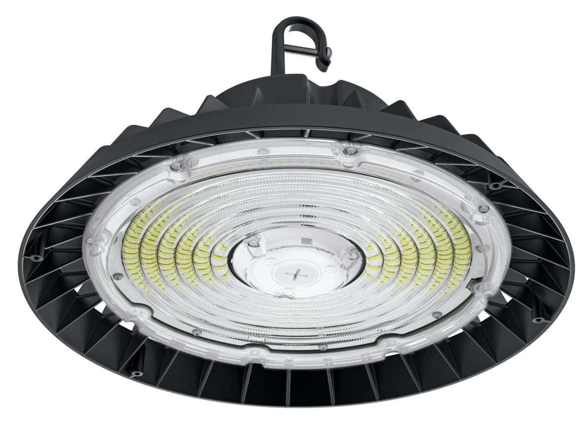 UFO LED High Bay Light 150/200/240 Watt Adjustable, 3500K-4000K-5000K, 150LM/W, 120-277VAC, IP65, UL, DLC Listed, 0-10V Dim, For Warehouse Factory Workshops Gymnasium & Supermarket Lighting - LEDMyPlace