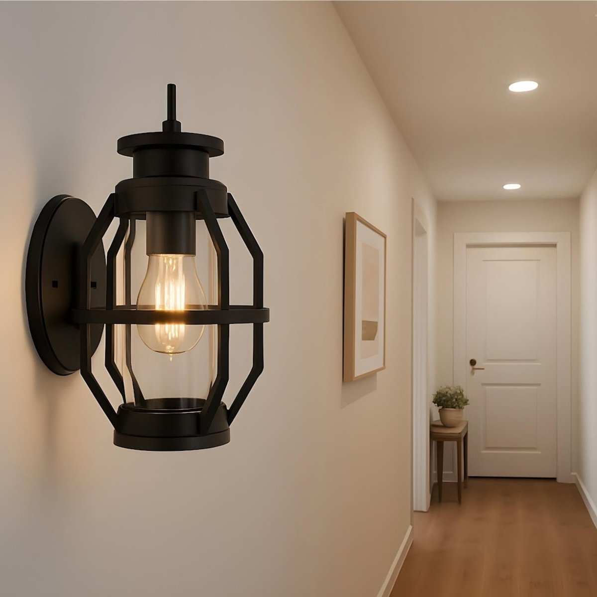 Wall Lamp Sconce for Garage Courtyard Corridor Hallway Doorway Porch Entryway Patio or Indoor, Outside Wall Light Fixture with Waterproof Shade, Matt Black - 23"L x 25.9"W x 43.1"H - LEDMyPlace