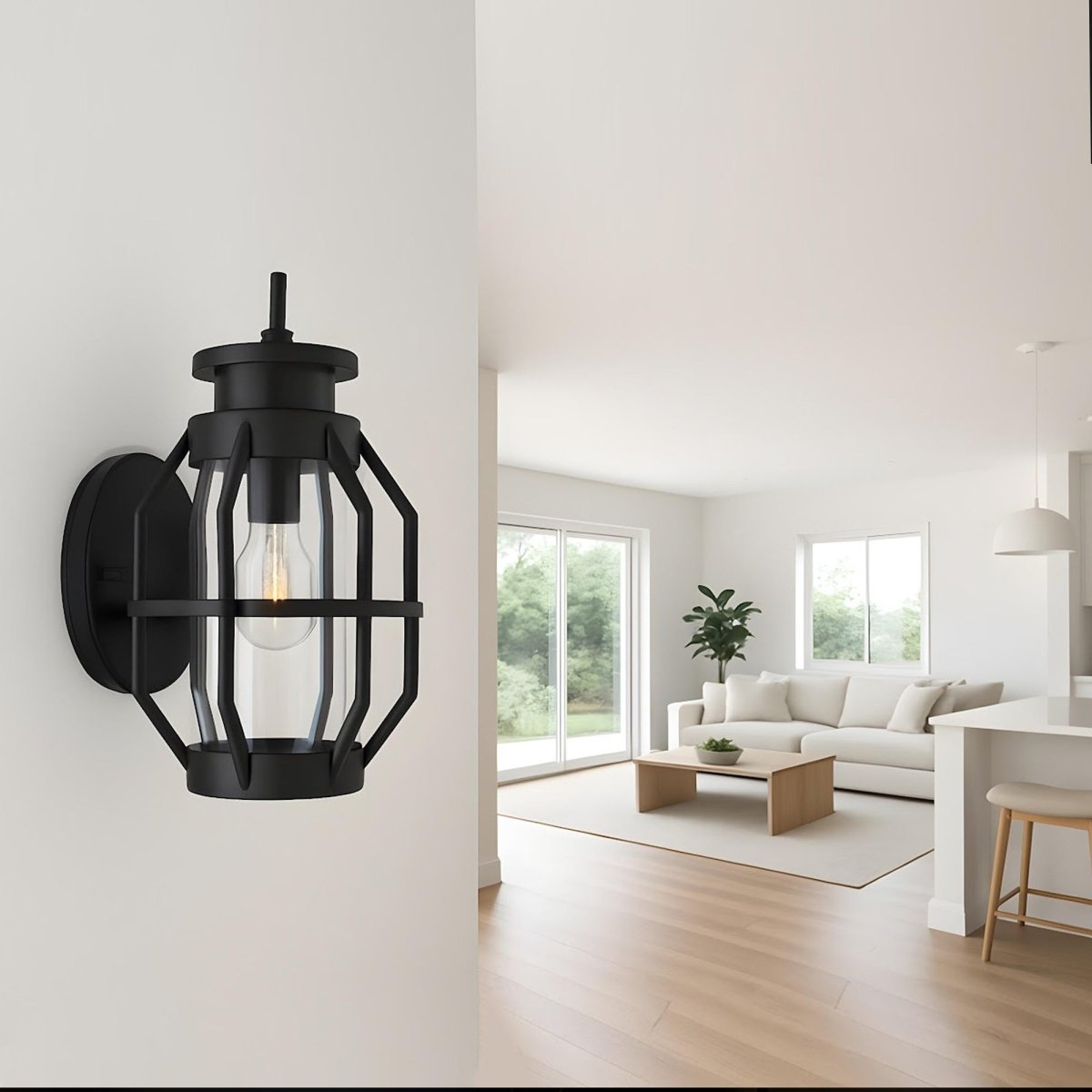 Wall Lamp Sconce for Garage Courtyard Corridor Hallway Doorway Porch Entryway Patio or Indoor, Outside Wall Light Fixture with Waterproof Shade, Matt Black - 23"L x 25.9"W x 43.1"H - LEDMyPlace