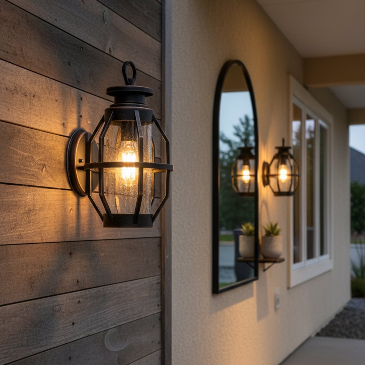 Wall Lamp Sconce for Garage Courtyard Corridor Hallway Doorway Porch Entryway Patio or Indoor, Outside Wall Light Fixture with Waterproof Shade, Matt Black - 9.06"L x 10.2"W x 16.97"H - LEDMyPlace