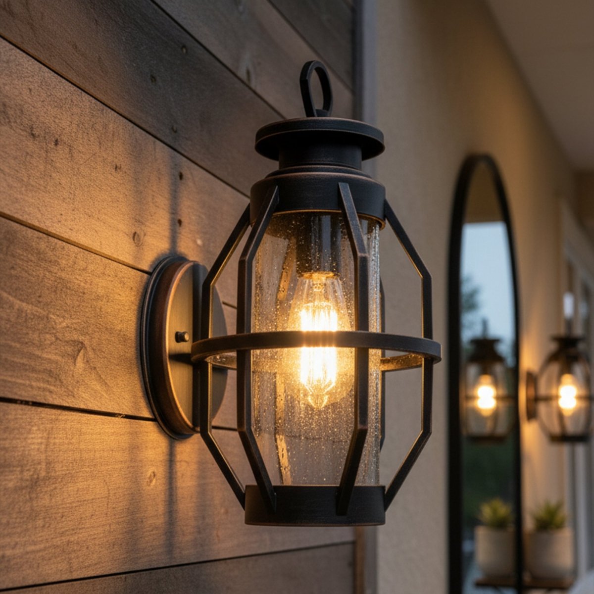 Wall Lamp Sconce for Garage Courtyard Corridor Hallway Doorway Porch Entryway Patio or Indoor, Outside Wall Light Fixture with Waterproof Shade, Matt Black - 9.06"L x 10.2"W x 16.97"H - LEDMyPlace