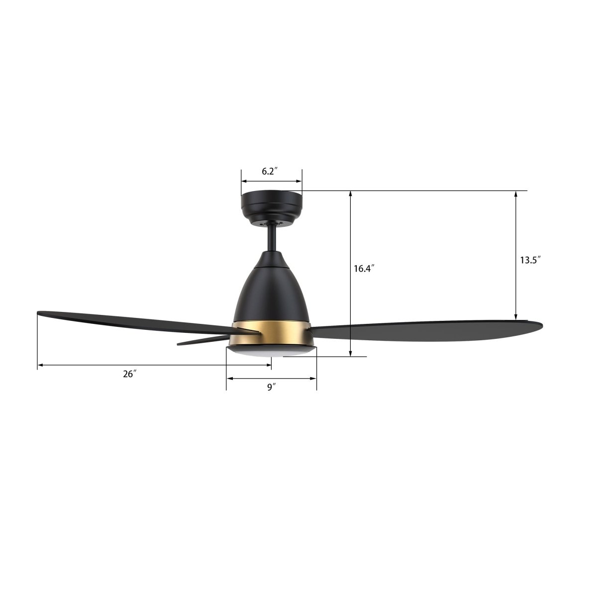 YORK 52 inch 3 - Blade Smart Ceiling Fan with LED Light & Remote - LEDMyPlace