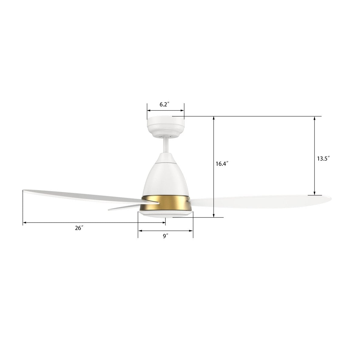 YORK 52 inch 3 - Blade Smart Ceiling Fan with LED Light & Remote - LEDMyPlace