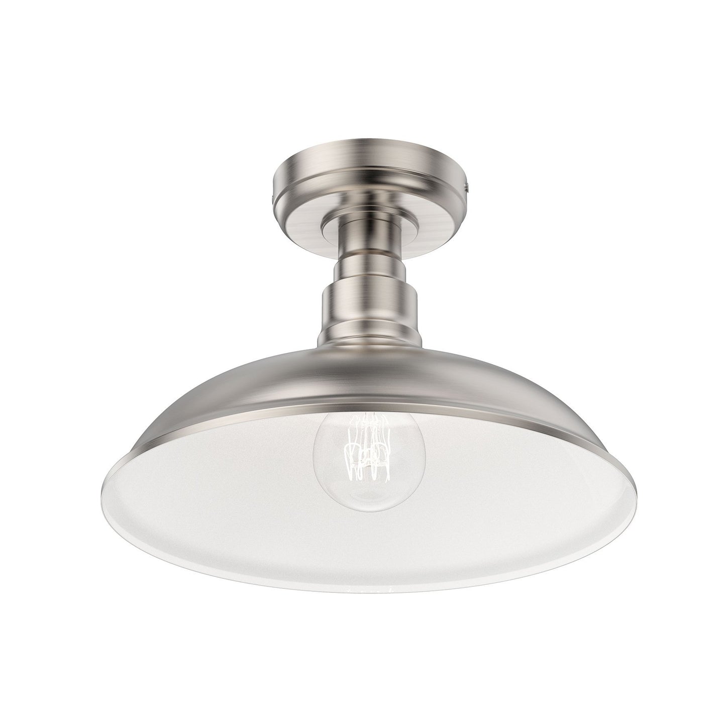 Industrial Style Brushed Nickel Semi Flush Mount Ceiling Fixture, E26 Base, UL Listed, 3 Years Warranty