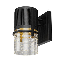 9W Cylinder LED Wall Sconce Light 5000K Daylight White, 500 Lumens, LED Outdoor Wall Light, Clear Bubble Glass, 120V Dimmable ETL Listed Textured Black Finish