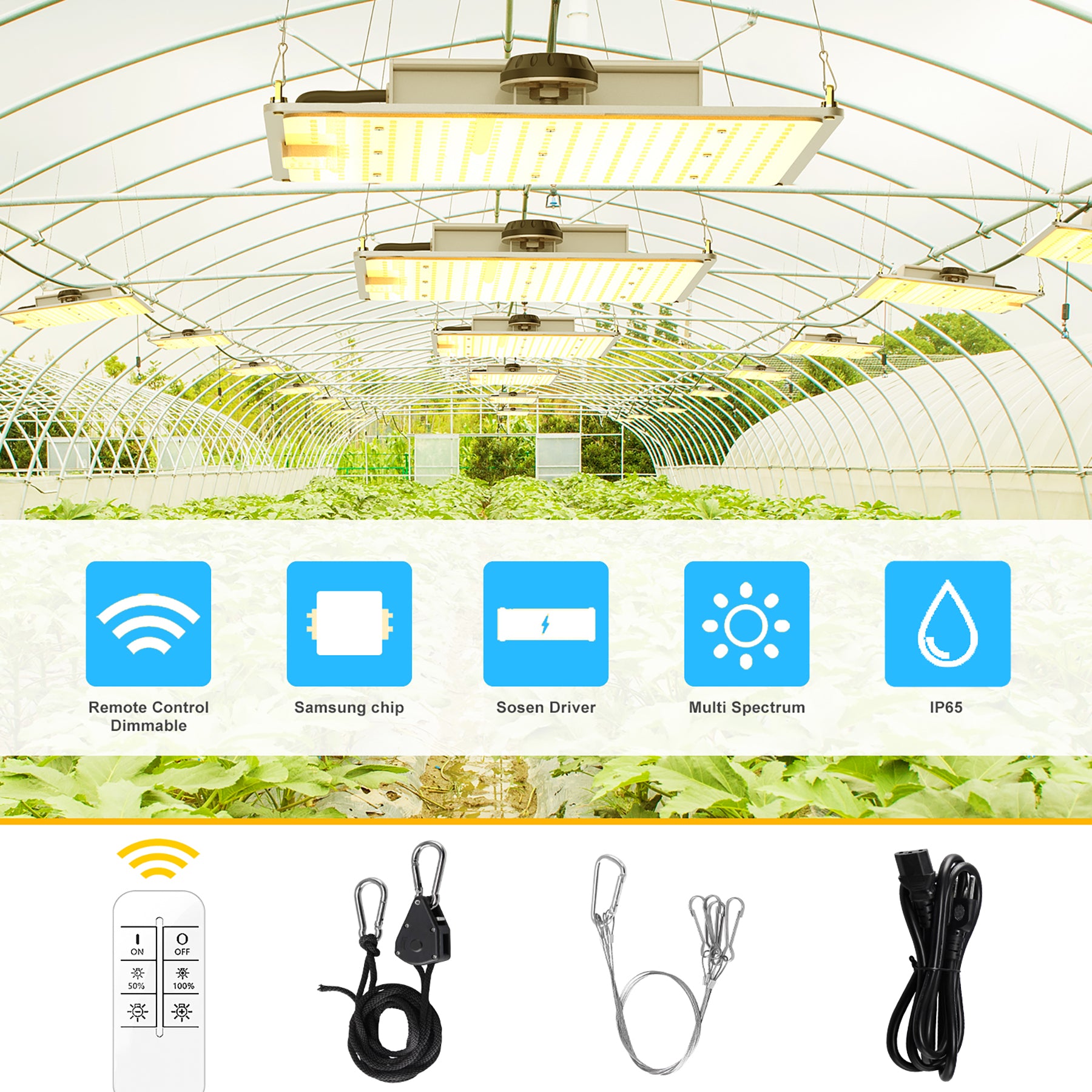 1000W Full Spectrum LED Grow Light with UV/IR for Hydroponic Indoor Plants Veg and Flower Growth