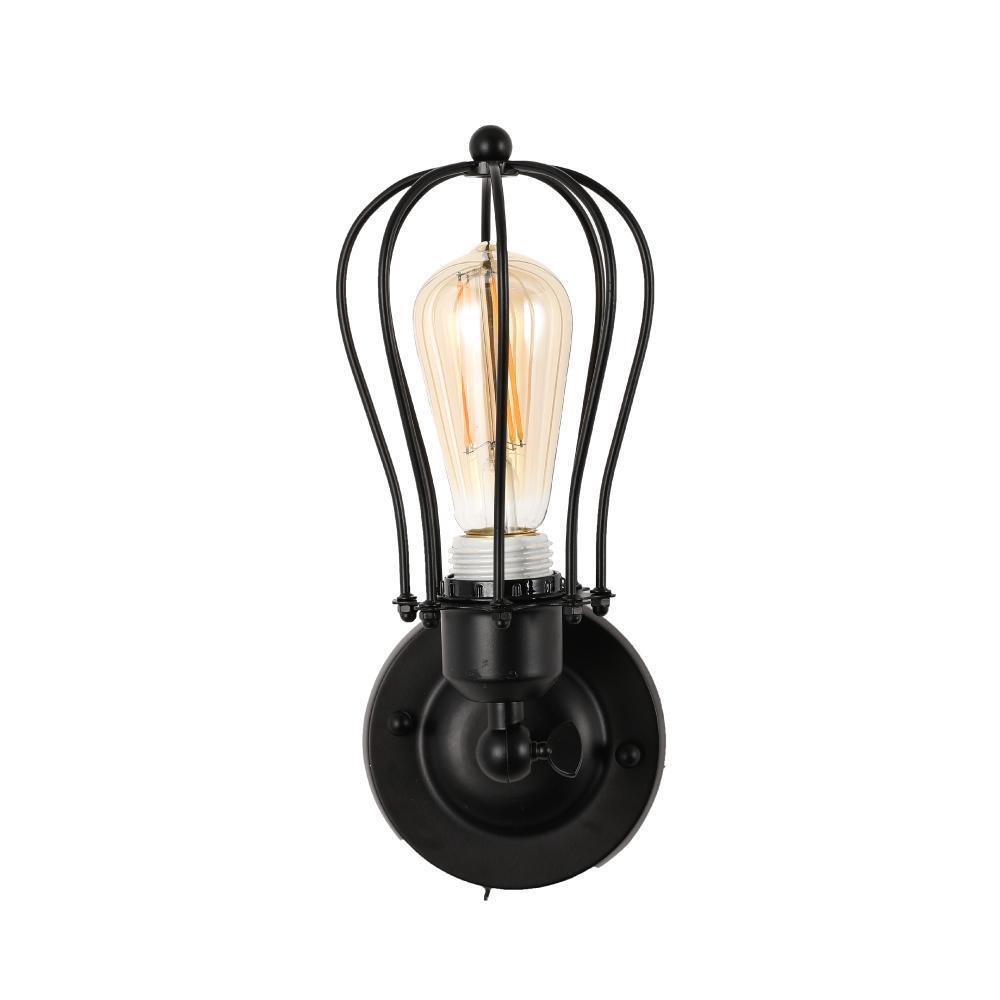 Steel Birdcage Wall Sconce Lighting Fixtures, Matte Black Finish, E26 Base, UL Listed, 3 Years Warranty