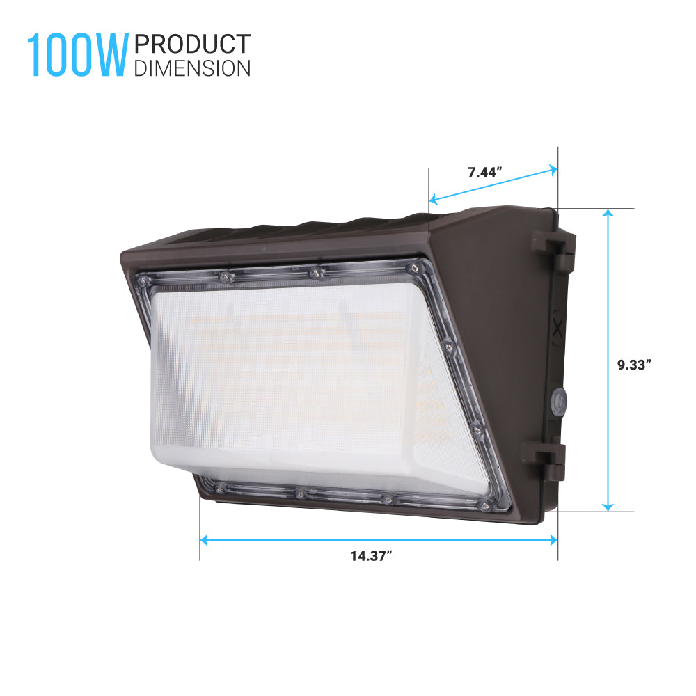 100W LED Wall Pack with Dusk to Dawn Photocell, 5700K, 14900LM, AC120-277V, Waterproof, UL & DLC Listed