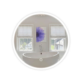 22 Inch Round LED Lighted Bathroom Vanity Mirror, Anti-Fog, On/Off Touch, Wall Mounted, Adjustable Color Temperature & Remembrance, Lighted Makeup Mirrors