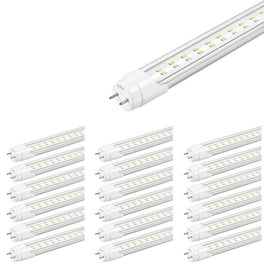 T8 4ft LED Tube/Bulb - 22W 3000 Lumens 5000K Clear, 2-Row, Double Ended Power - Ballast Bypass