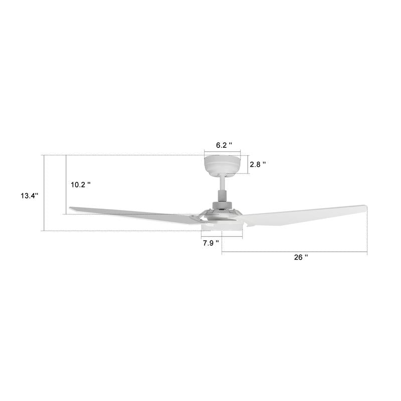 Trailblazer 52" (3-Blade) White Best Smart Ceiling Fan with Dimmable LED Light, Works w/ Remote Control/Alexa/Google Home/Siri