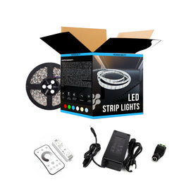 LED Strip Lights, IP20, 16.4ft, Dimmable, 12V, 60 leds/Meter, SMD 2835 - 278 Lumens/ft. with 72W Power Supply & Controller (KIT)