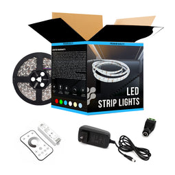 White LED Strip Light, 16.4ft Dimmable - 24V - IP20 - 879 Lumens/ft with Power Supply and Controller (KIT), Tape Lights for Bedroom, Kitchen, Mirror, Under Cabinet, Home Decoration