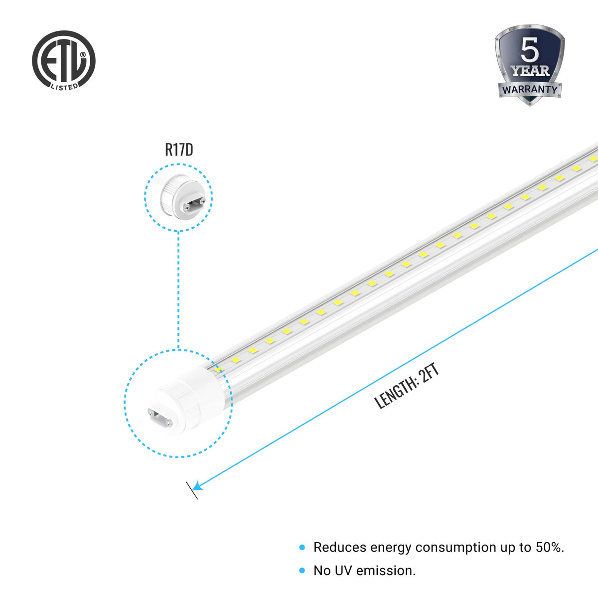 T8 LED Sign Tubes with R17 Base, Ballast & Rotatable, 360 Degree ...