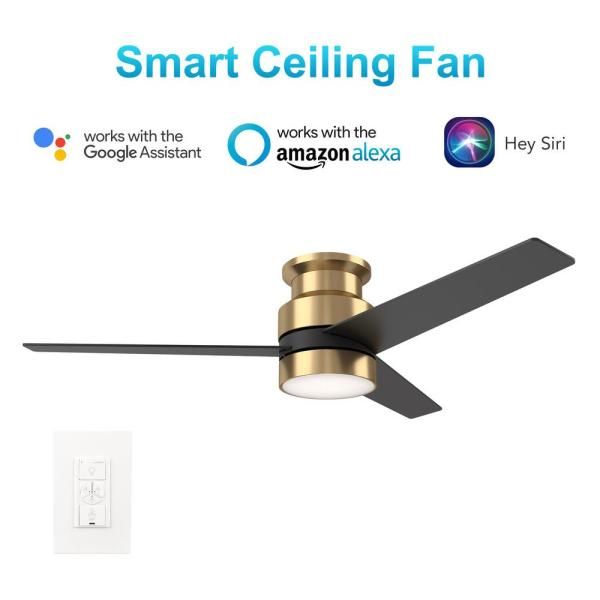 Ranger 52 In. 3-Blade Indoor Gold/black Best Smart Ceiling Fan with LED Light, Alexa/Google Home/Siri Compatible, Best Smart Wall Switch