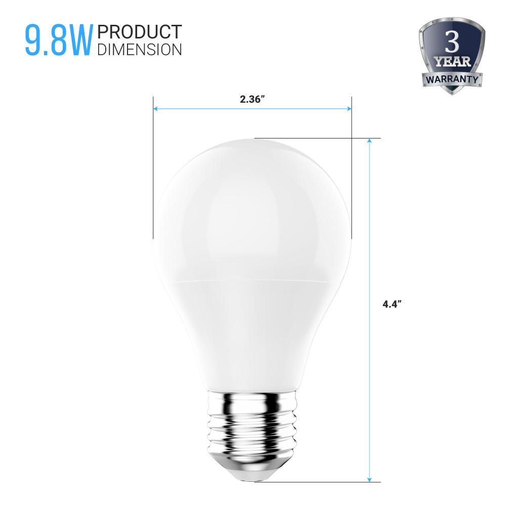 Tidsserier madras Ti år LED Light Bulbs A19 9.8W 4000K 800 Lumens 120V - 277V Dimmable E26 Bas –  LEDMyPlace