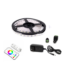 Outdoor Waterproof RGB LED Strip Lights, IP65 16.4ft Dimmable, 12V, SMD 5050 w/ DC Connector+ Direct Plug-In LED Power Supply 36W/100-240V AC/12V/3A + RGB Controller