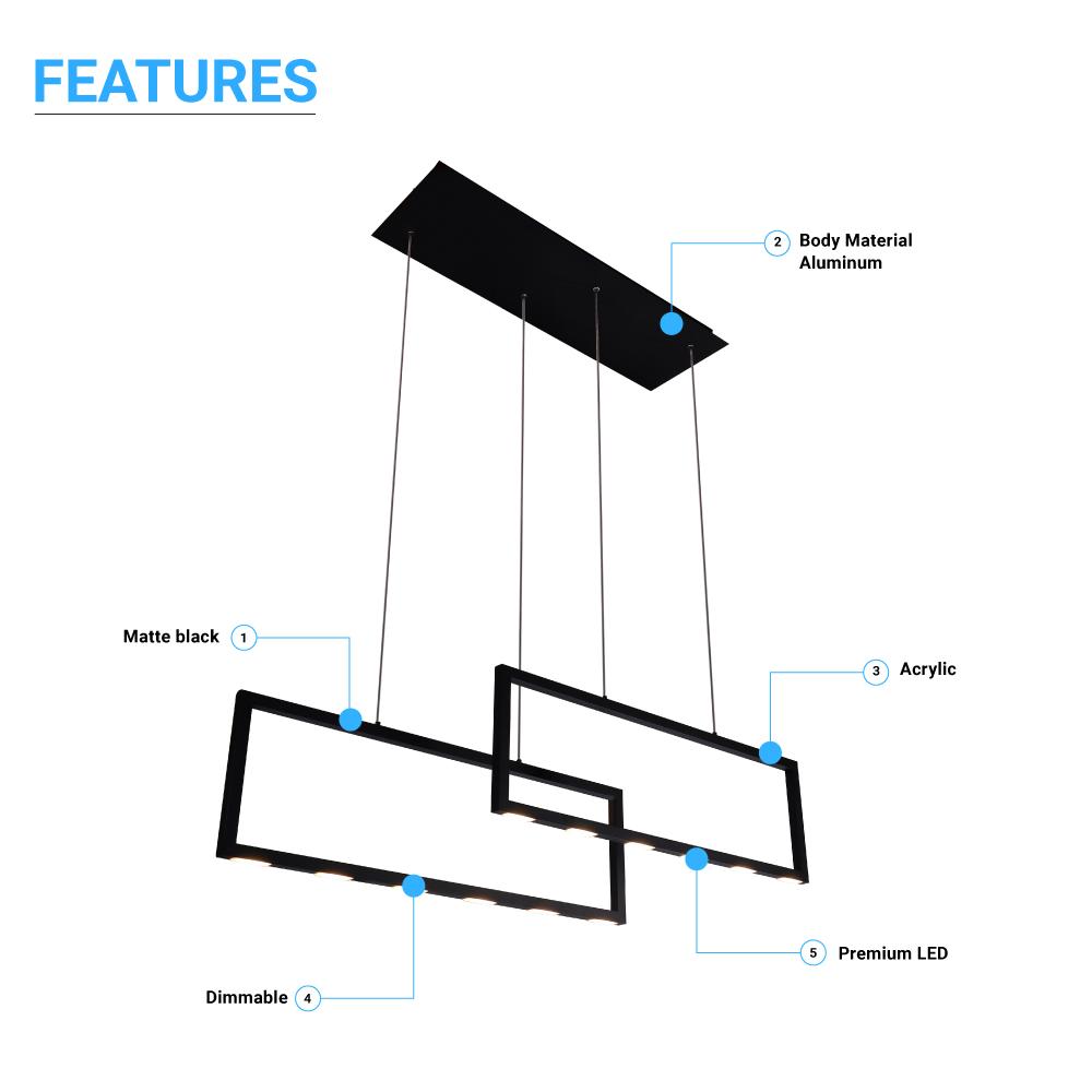 2-rectangle-38w-3000k-black-pendant-traditional-kitchen-island-chandelier-light