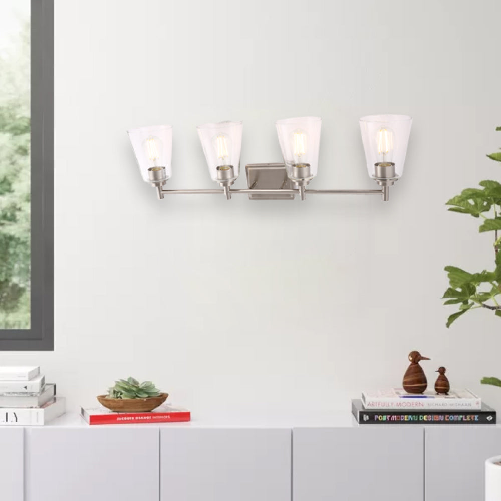 Flared Shape Bathroom Light Fixtures with Clear Glass Shade, E26 Base, UL Listed for Damp Location, Wall Mount, Bathroom Vanity Lighting - LEDMyPlace