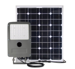 LED Solar Flood Light Set 30W w/ 80W Solar Panel, 6000K, 3600LM, 35.2AH Battery Capacity, 120V - 277V, Solar Powered Security Lighting