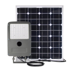 LED Solar Flood Light Set 60W w/ 120W Solar Panel - 6000K, 7200LM, 57.2AH Battery Capacity, 120V - 277V, Solar Powered Security Lighting