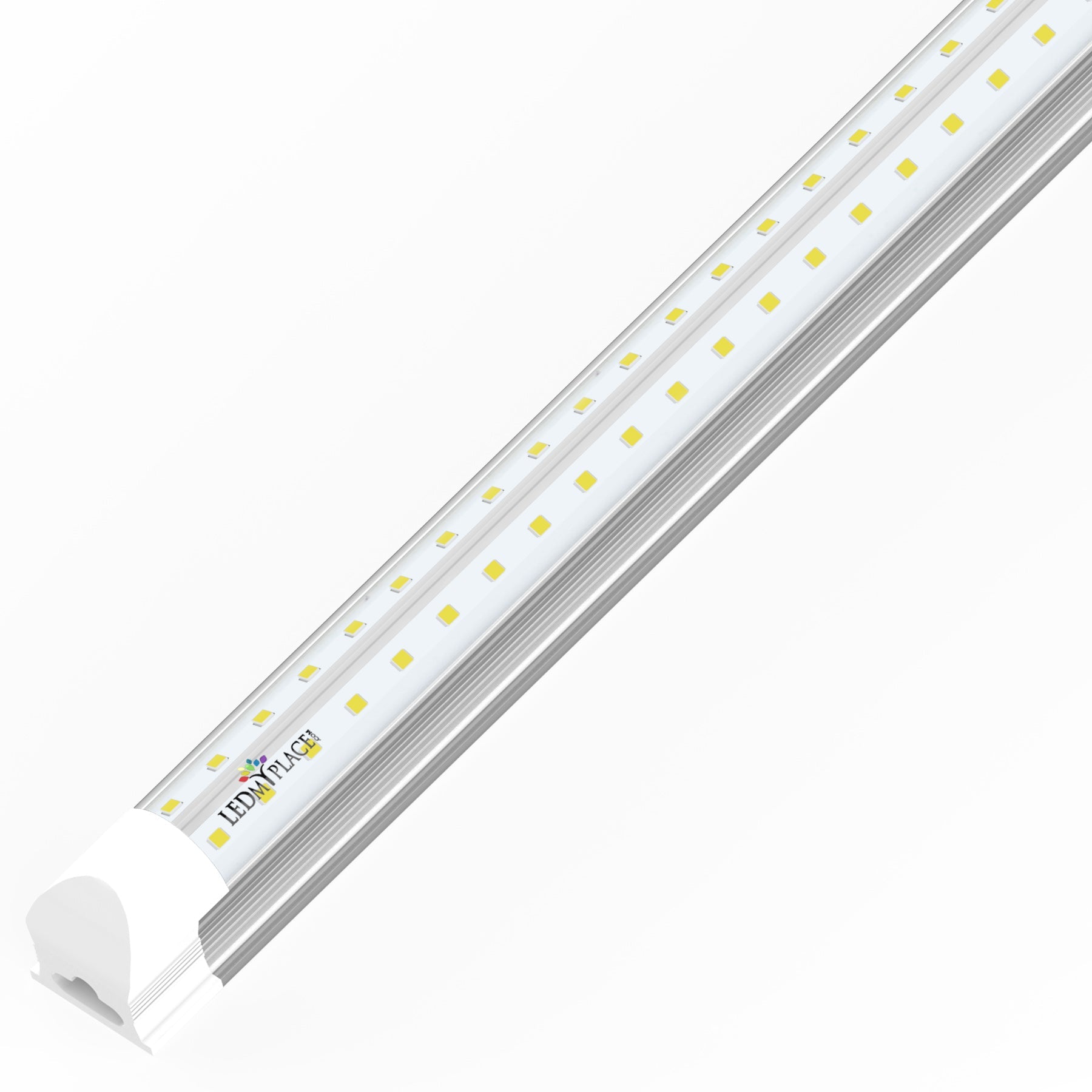 T8 8ft Integrated LED Tube Light 60W V Shape 5000K Daylight White, Cle LEDMyPlace