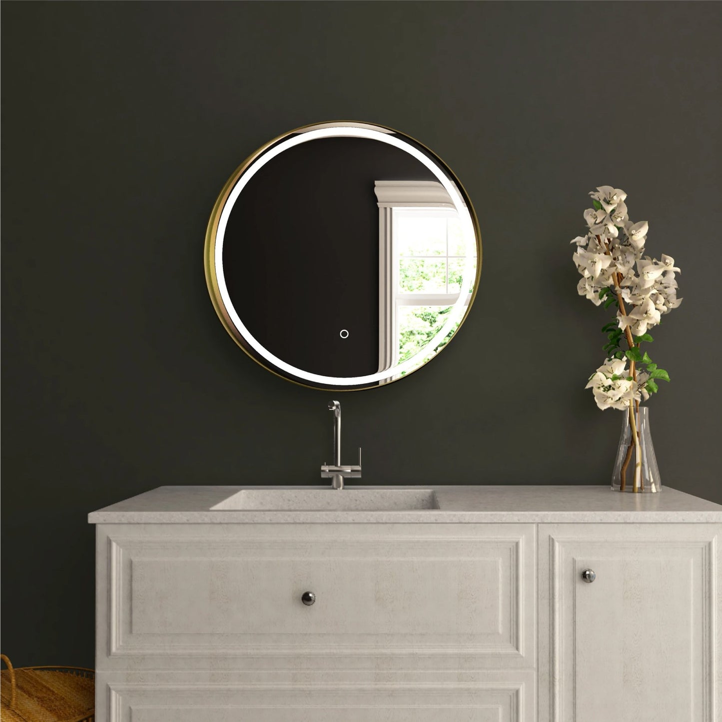 24-inch-round-shelf-led-lighted-mirror-touch-switch-defogger-and-cct-remembrance-raven-round-style